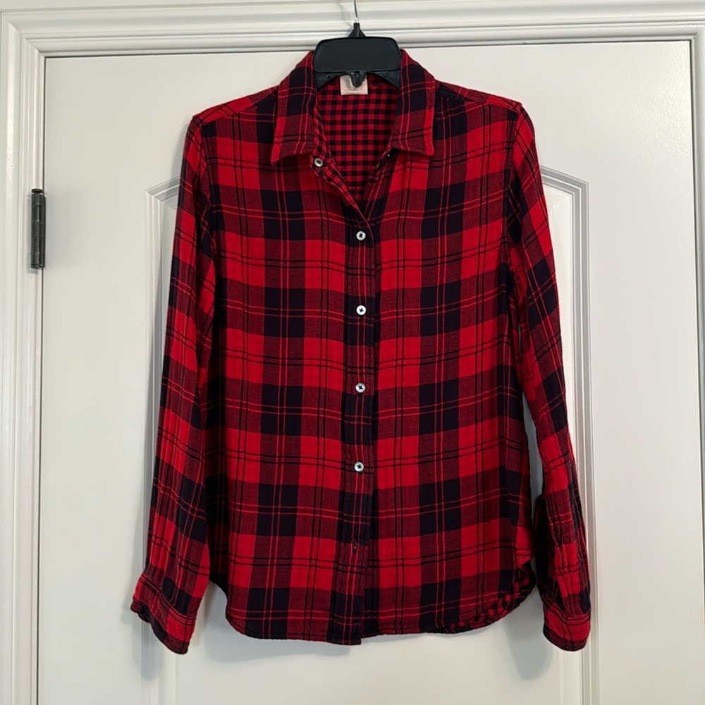 Faherty reversible plaid flannel shirt